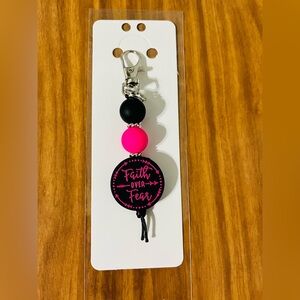 Faith Over Fear Black And Pink Keychain